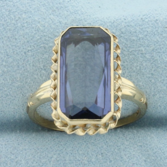 Color Changing Lab Alexandrite Ring In 10k Yellow Gold