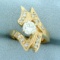 Designer Abstract Modern Design Engagement Ring In 14k Yellow Gold