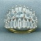 Aquamarine 3 Row Statement Ring In 14k Yellow Gold