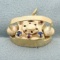 Sapire And Ruby Rotary Telephone Charm In 14k Yellow Gold
