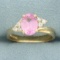 Pink Topaz And Diamond Ring In 14k Yellow Gold