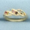 Vintage Rainbow Gemstone Twist Design Ring In 14k Yellow Gold