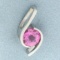 2ct Checkerboard Cut Pink Sapphire Pendant In 14k White Gold