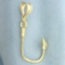 Fishing Hook Pendant In 14k Yellow Gold