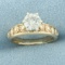 Vintage Diamond Solitaire Engagement Ring In 14k Yellow Gold