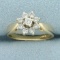 Flower Design Diamond Ring In 14k Yellow Gold