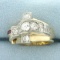 Antique Old European Diamond And Ruby Cross Design Ring In 14k Yellow Gold