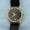 Vintage Mens Baylor Diamond Quartz Watch In Solid 14k Yellow Gold Case