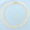 Triple Strand Pearl And Gold Bead Necklace In 14k Yellow Gold