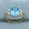 Swiss Blue Topaz And Diamond Ring In 14k Yellow Gold