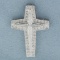 Diamond Pave Cross Pendant Or Slide In 14k White Gold