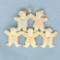Diamond Grandchildren Or Children Pendant In 14k Yellow, Rose, And White Gold