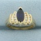 Vintage Sapphire And Diamond Ring In 14k Yellow Gold