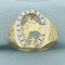 Diamond Horseshoe Horse Ring In 10k Yellow Gold