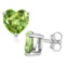 5mm Heart Cut Peridot 1.1ctw Stud Earrings In Sterling Silver