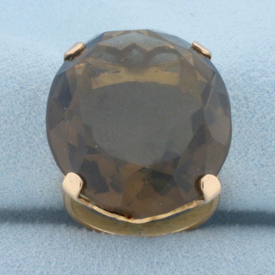50ct Smoky Topaz Statement Ring In 18k Yellow Gold