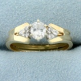 Vintage Oval Diamond Engagement Ring In 14k Yellow Gold