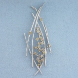 Chocolate And Champagne Diamond Abstract Pendant In 18k White Gold