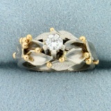 Designer Claës Giertta Modernist Diamond Ring In 18k White And Yellow Gold