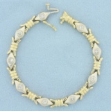 Diamond Eye Design Two Tone Bracelet In 14k Yellow And White Gold