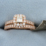 Neil Lane Princess Diamond Engagement Ring And Wedding Band Bridal Set In Rose Gold