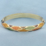 Italian Enamel Harlequin Bangle Bracelet In 14k Yellow Gold