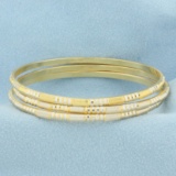Two Tone Stacking Bangle Bracelets Set Of 3 In 21k Yellow & White Gold
