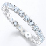 Sky Blue Topaz Eternity Stacking Band Ring In Sterling Silver