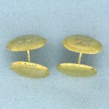 Vintage Oval Cuff Links In 14k Yellow Gold
