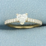 Heart Diamond Engagement Ring In 14k Yellow Gold