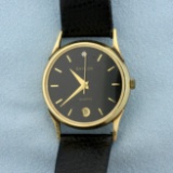 Vintage Mens Baylor Diamond Quartz Watch In Solid 14k Yellow Gold Case