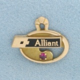 Vintage Alliant Ruby Charm In 10k Yellow Gold