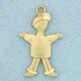 Diamond Cut Little Boy Charm Or Pendant In 14k Yellow Gold