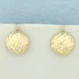 Diamond Cut Half-dome Button Earrings In 14k Yellow Gold