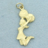 Diamond Cut Cheerleader Charm In 14k Yellow Gold