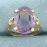 Rose De France Amethyst And Diamond Ring In 14k Yellow Gold