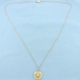 Vintage Engraved Locket Necklace In 10k Yellow Gold