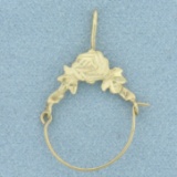 Diamond Cut Rose Charm Holder Pendant In 14k Yellow Gold