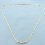 Diamond Herringbone Link Necklace In 14k Yellow Gold