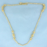 18 Inch Designer Cage Link Chain Necklace In 14k Yellow Gold