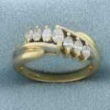 Marquise Diamond Wedding Or Anniversary Ring In 14k Yellow Gold