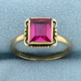 Vintage Pink Sapphire Ring In 10k Yellow Gold