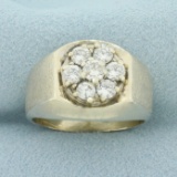 Mens Diamond Target Ring In 14k White Gold