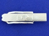 Vintage Old European Cut Diamond Tie Clip In 10k White Gold