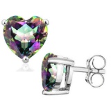 5mm Heart Cut Mystic Topaz 1ctw Stud Earrings In Sterling Silver