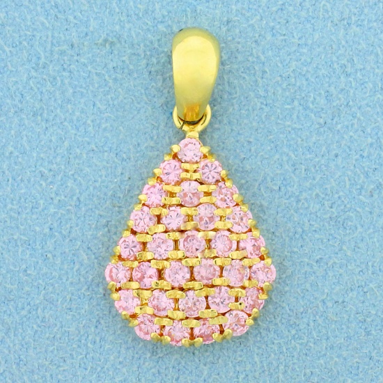 Designer Morganite Teardrop Pendant In 18k Yellow Gold