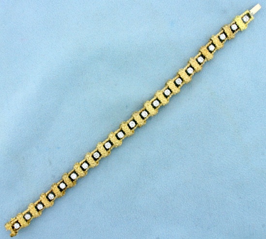 Nugget Style Diamond Tennis Bracelet In 18k Yellow Gold