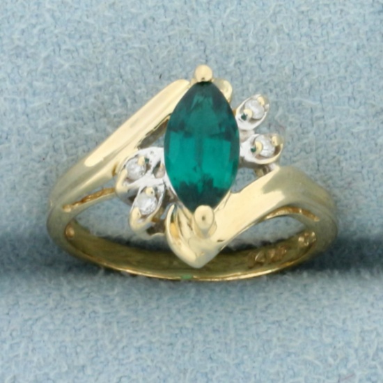 Tsavorite Garnet And Diamond Pinky Ring In 14k Yellow Gold