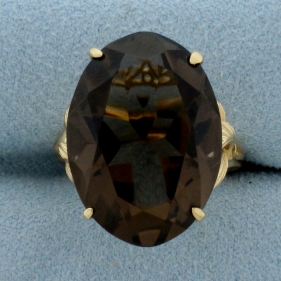 24ct Smoky Topaz Statement Ring In 14k Yellow Gold