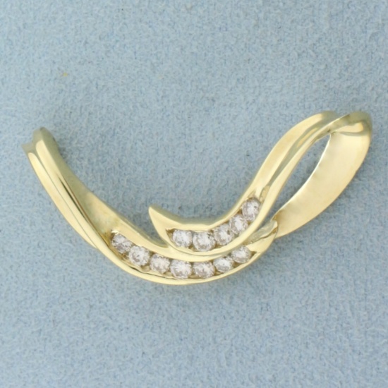 Designer Diamond Slide Or Pendant In 14k Yellow Gold
